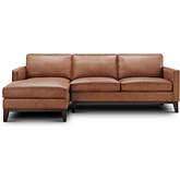 Chelsea Sectional Sofa w/ Left Facing Chaise in Honey Brown Top Grain Leather
